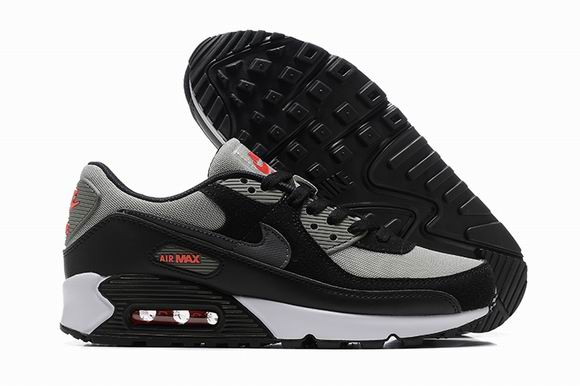 Nike Air Max 90 Men's Shoes Black Grey Red-48 - Click Image to Close